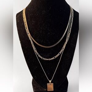 Triple-strand Gold Tone Chain Necklace 10” L Adjustable